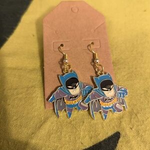 Blue and Gold Superhero Earrings